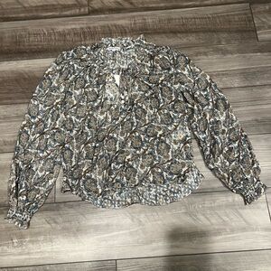 Veronica Beard Blue and Brown Floral Blouse